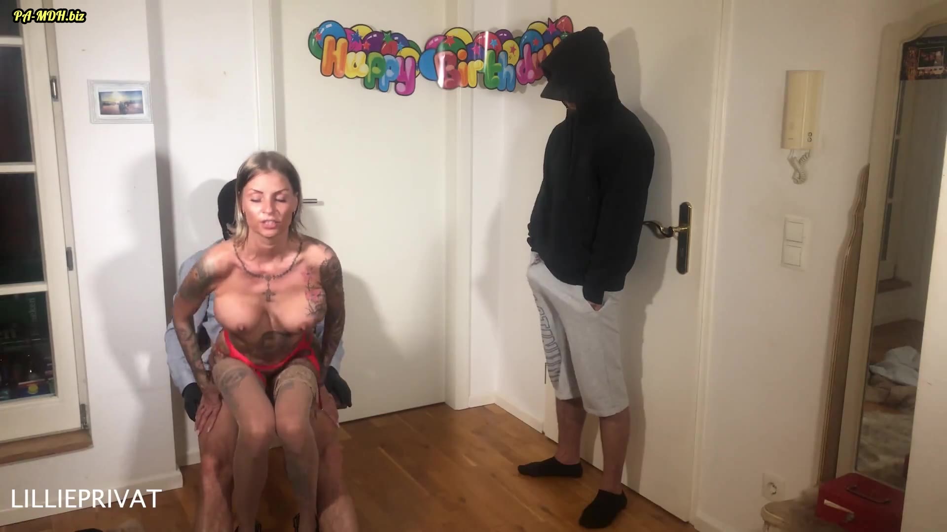 LilliePrivat - ITS 1st TIME! Birthday fuck in front of the best buddy